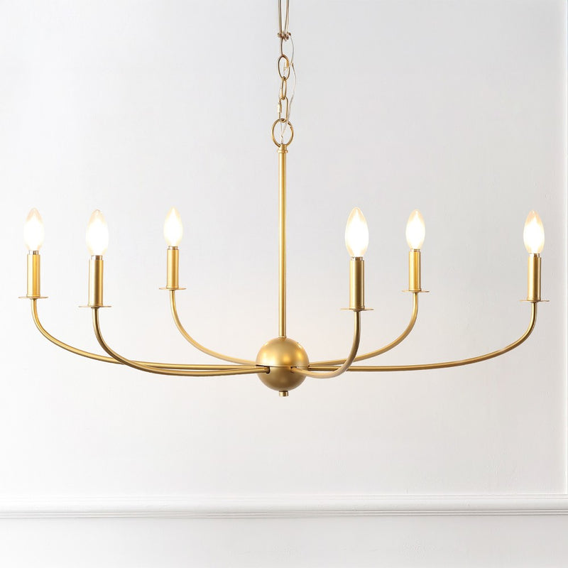 Ainsley Grand Traditional Farmhouse Adjustable Swooping Arm Candle-Style Metal LED Chandelier