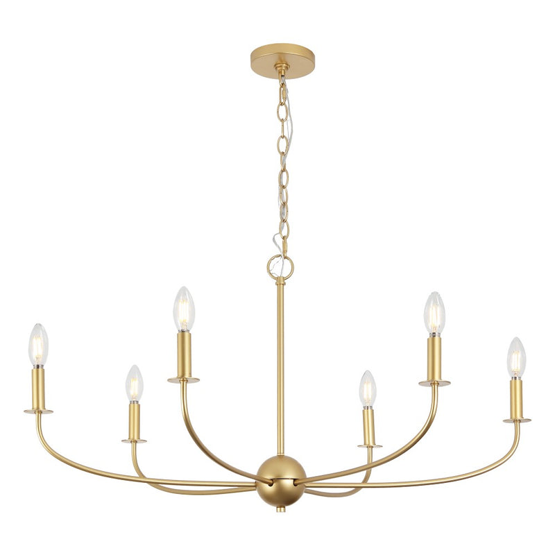 Ainsley Grand Traditional Farmhouse Adjustable Swooping Arm Candle-Style Metal LED Chandelier