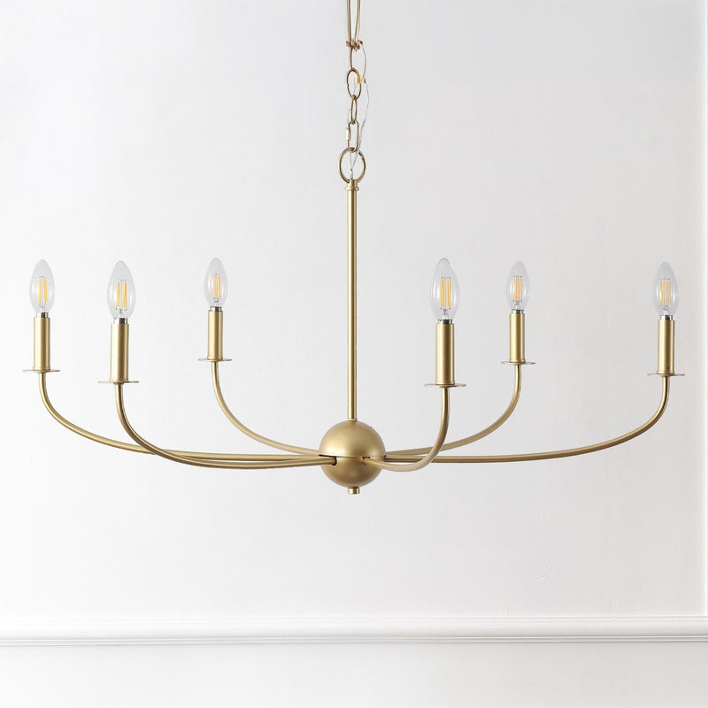 Ainsley Grand Traditional Farmhouse Adjustable Swooping Arm Candle-Style Metal LED Chandelier