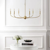 Ainsley Grand Traditional Farmhouse Adjustable Swooping Arm Candle-Style Metal LED Chandelier