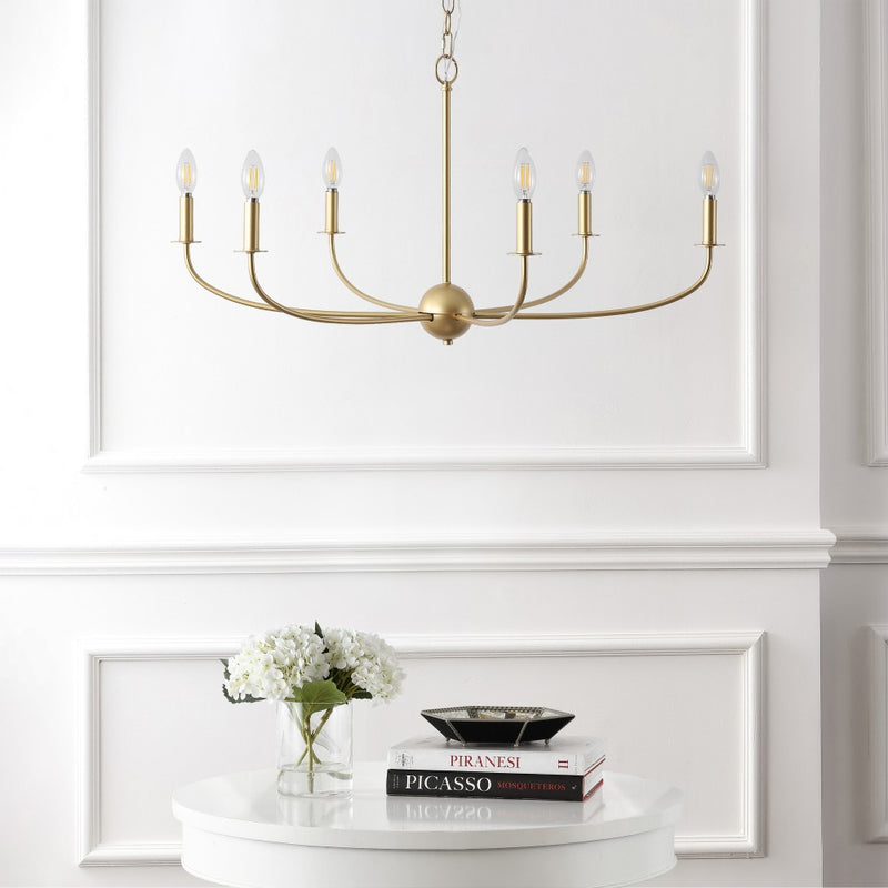 Ainsley Grand Traditional Farmhouse Adjustable Swooping Arm Candle-Style Metal LED Chandelier