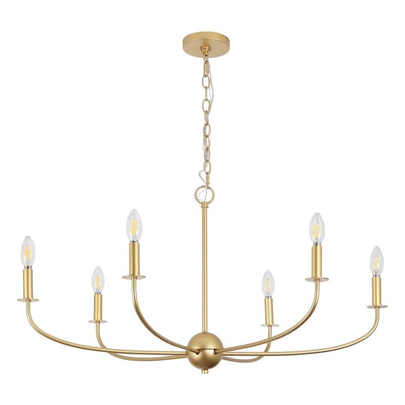 Ainsley Grand Traditional Farmhouse Adjustable Swooping Arm Candle-Style Metal LED Chandelier