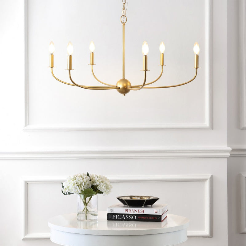Ainsley Grand Traditional Farmhouse Adjustable Swooping Arm Candle-Style Metal LED Chandelier