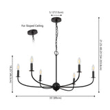Ainsley Grand Traditional Farmhouse Adjustable Swooping Arm Candle-Style Metal LED Chandelier