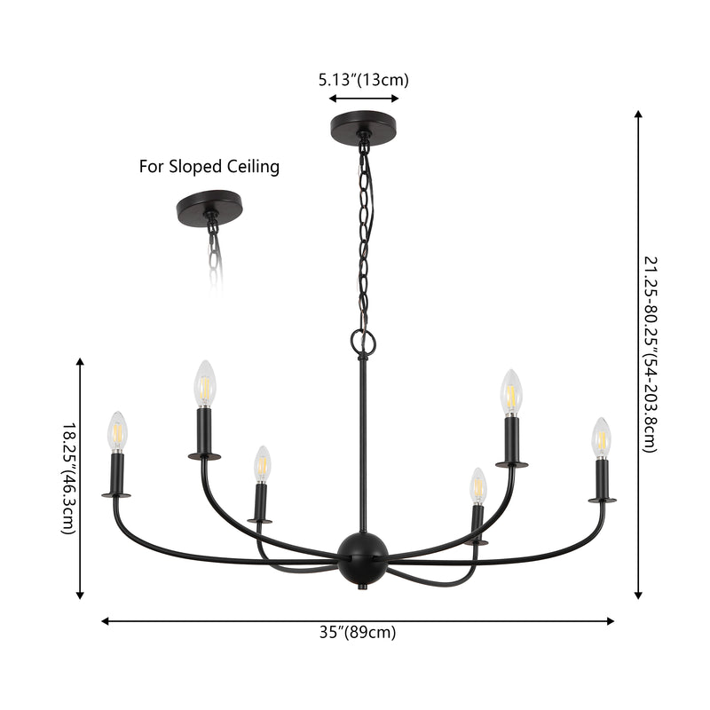 Ainsley Grand Traditional Farmhouse Adjustable Swooping Arm Candle-Style Metal LED Chandelier