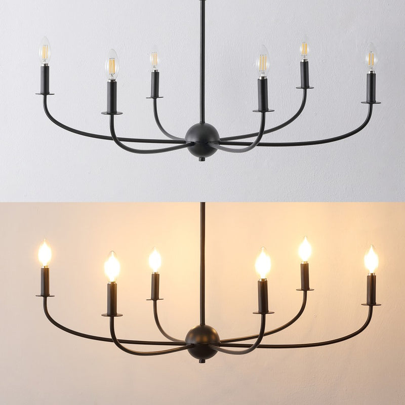 Ainsley Grand Traditional Farmhouse Adjustable Swooping Arm Candle-Style Metal LED Chandelier