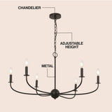 Ainsley Grand Traditional Farmhouse Adjustable Swooping Arm Candle-Style Metal LED Chandelier