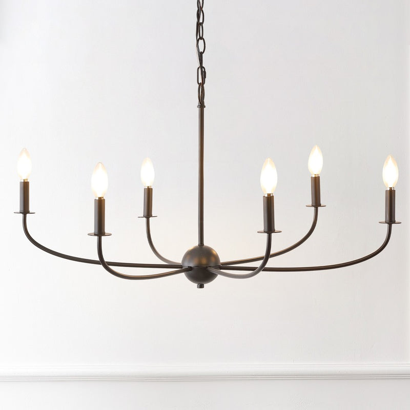 Ainsley Grand Traditional Farmhouse Adjustable Swooping Arm Candle-Style Metal LED Chandelier