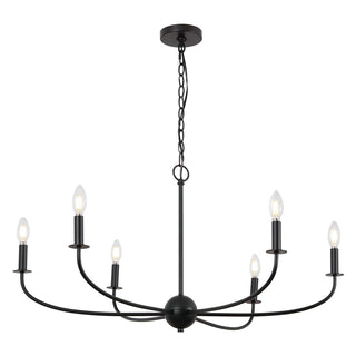 Ainsley Grand Traditional Farmhouse Adjustable Swooping Arm Candle-Style Metal LED Chandelier