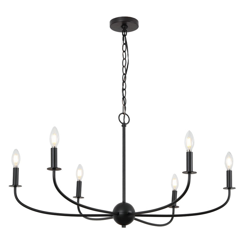 Ainsley Grand Traditional Farmhouse Adjustable Swooping Arm Candle-Style Metal LED Chandelier
