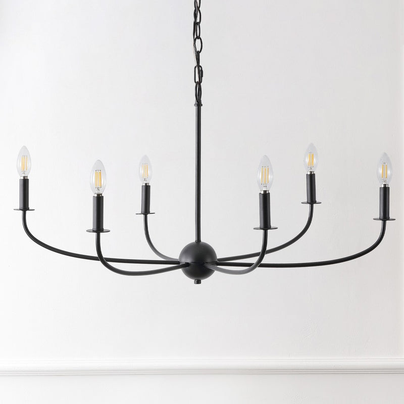 Ainsley Grand Traditional Farmhouse Adjustable Swooping Arm Candle-Style Metal LED Chandelier