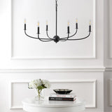 Ainsley Grand Traditional Farmhouse Adjustable Swooping Arm Candle-Style Metal LED Chandelier