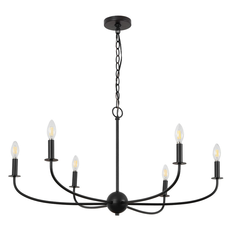 Ainsley Grand Traditional Farmhouse Adjustable Swooping Arm Candle-Style Metal LED Chandelier