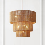 Orson 24 in. 7-Light Coastal Bohemian Metal and Woven Paper Rope 3-Tier LED Chandelier