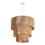 Orson 24 in. 7-Light Coastal Bohemian Metal and Woven Paper Rope 3-Tier LED Chandelier