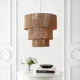 Orson 24 in. 7-Light Coastal Bohemian Metal and Woven Paper Rope 3-Tier LED Chandelier