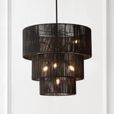 Orson 24 in. 7-Light Coastal Bohemian Metal and Woven Paper Rope 3-Tier LED Chandelier