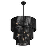 Orson 24 in. 7-Light Coastal Bohemian Metal and Woven Paper Rope 3-Tier LED Chandelier
