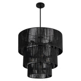 Orson 24 in. 7-Light Coastal Bohemian Metal and Woven Paper Rope 3-Tier LED Chandelier