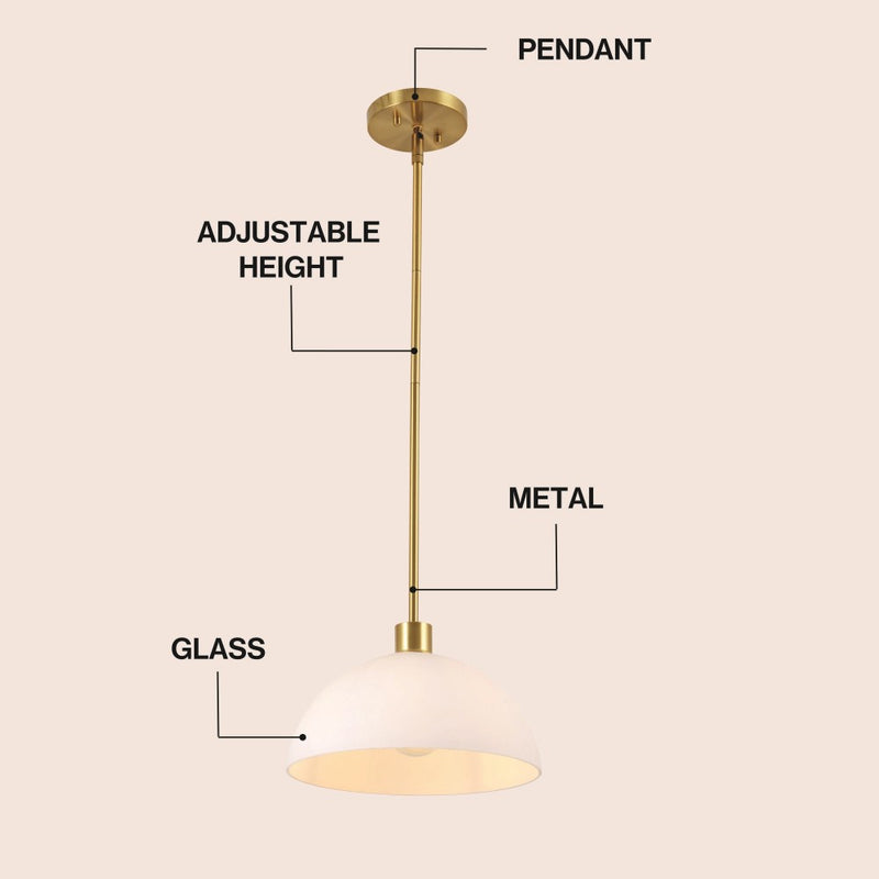 Solene Modern Contemporary Adjustable Metal/Glass Dome LED Pendant