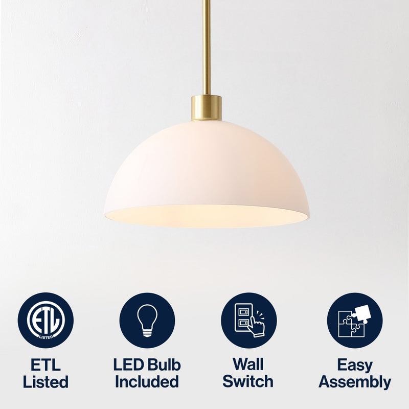 Solene Modern Contemporary Adjustable Metal/Glass Dome LED Pendant