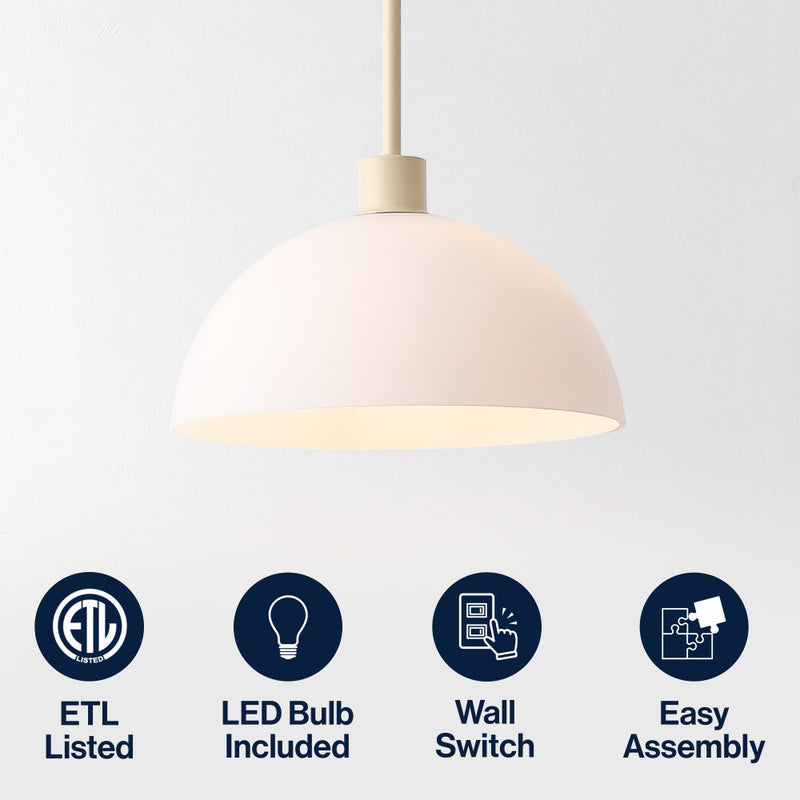 Solene Modern Contemporary Adjustable Metal/Glass Dome LED Pendant