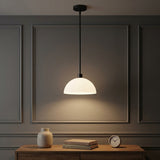 Solene Modern Contemporary Adjustable Metal/Glass Dome LED Pendant Black/White – AI-ON