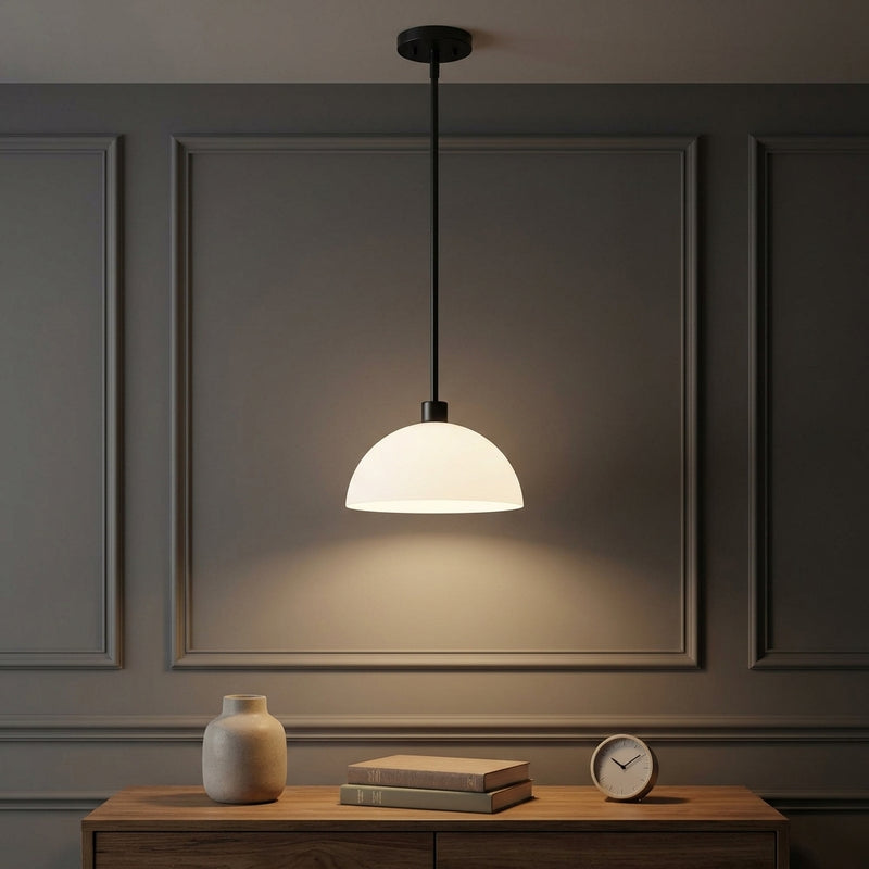 Solene Modern Contemporary Adjustable Metal/Glass Dome LED Pendant Black/White – AI-ON