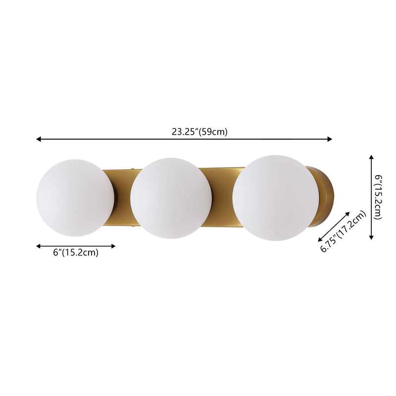 Knox 23.3 in. 3-Light Mid-Century Modern Metal and Frosted Glass Globe LED Vanity Light