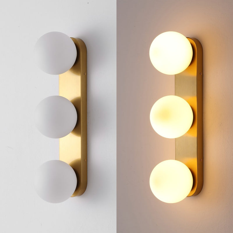 Knox 23.3 in. 3-Light Mid-Century Modern Metal and Frosted Glass Globe LED Vanity Light