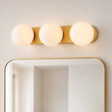 Knox 23.3 in. 3-Light Mid-Century Modern Metal and Frosted Glass Globe LED Vanity Light