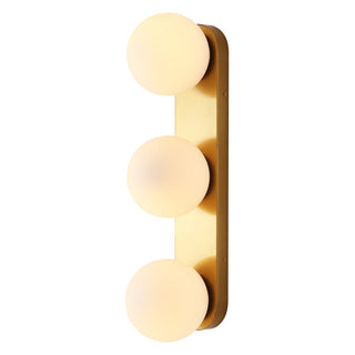 Knox 23.3 in. 3-Light Mid-Century Modern Metal and Frosted Glass Globe LED Vanity Light