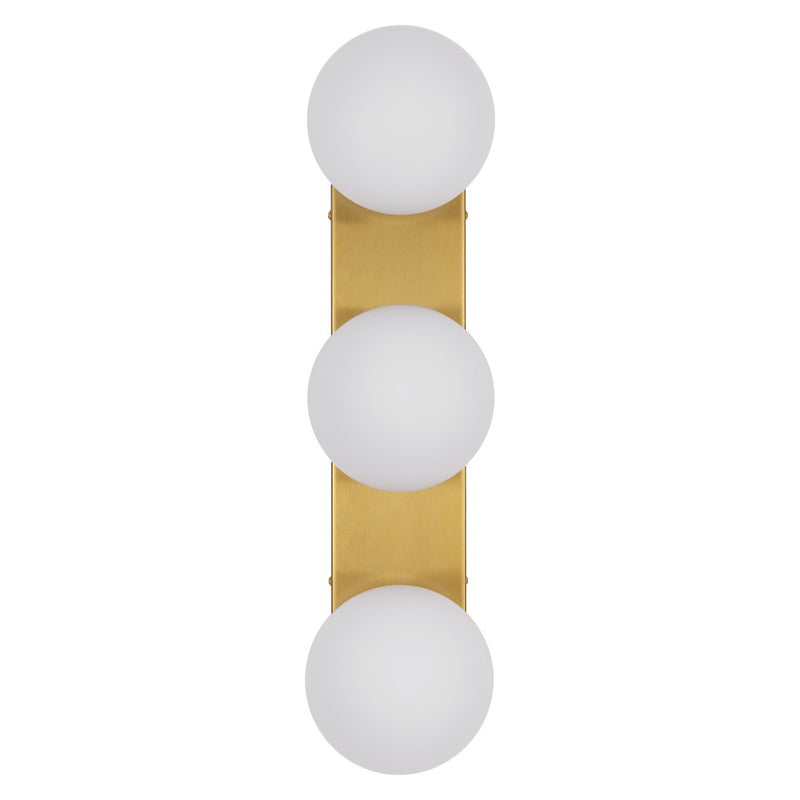 Knox 23.3 in. 3-Light Mid-Century Modern Metal and Frosted Glass Globe LED Vanity Light