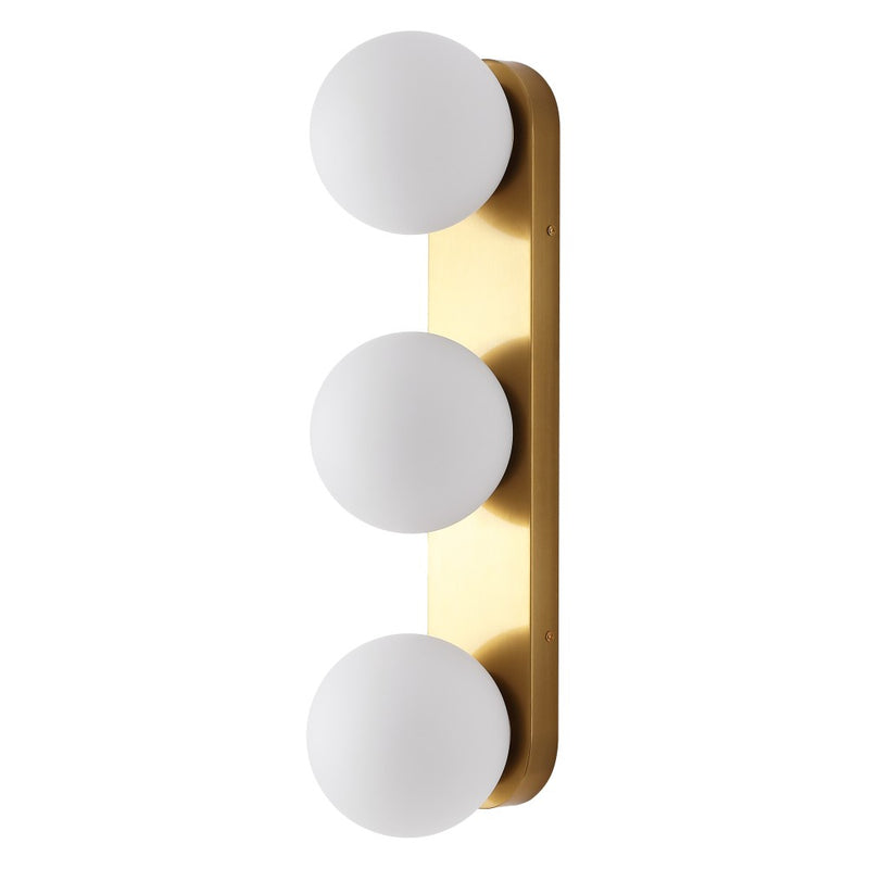 Knox 23.3 in. 3-Light Mid-Century Modern Metal and Frosted Glass Globe LED Vanity Light