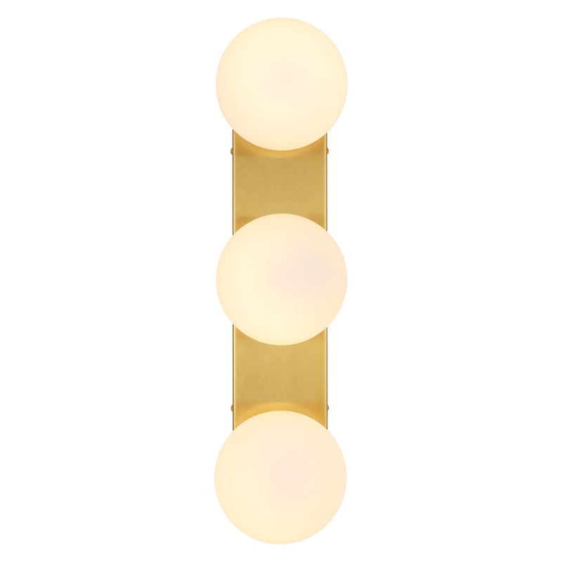 Knox 23.3 in. 3-Light Mid-Century Modern Metal and Frosted Glass Globe LED Vanity Light