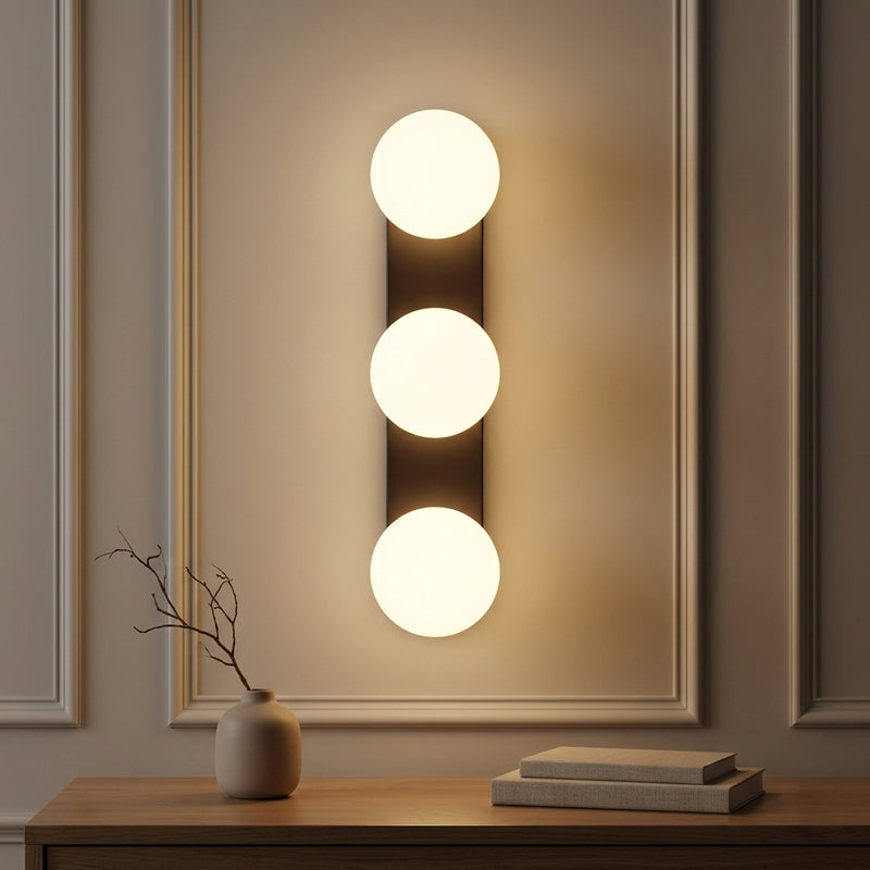 Knox 23.3 in. 3-Light Mid-Century Modern Metal and Frosted Glass Globe LED Vanity Light Oil Rubbed Bronze – AI-ON