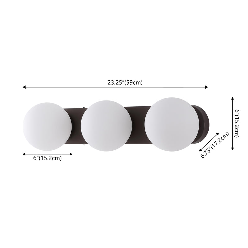 Knox 23.3 in. 3-Light Mid-Century Modern Metal and Frosted Glass Globe LED Vanity Light