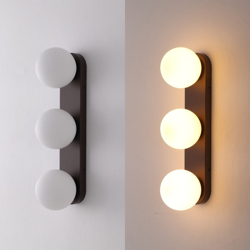 Knox 23.3 in. 3-Light Mid-Century Modern Metal and Frosted Glass Globe LED Vanity Light