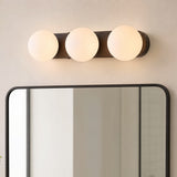 Knox 23.3 in. 3-Light Mid-Century Modern Metal and Frosted Glass Globe LED Vanity Light