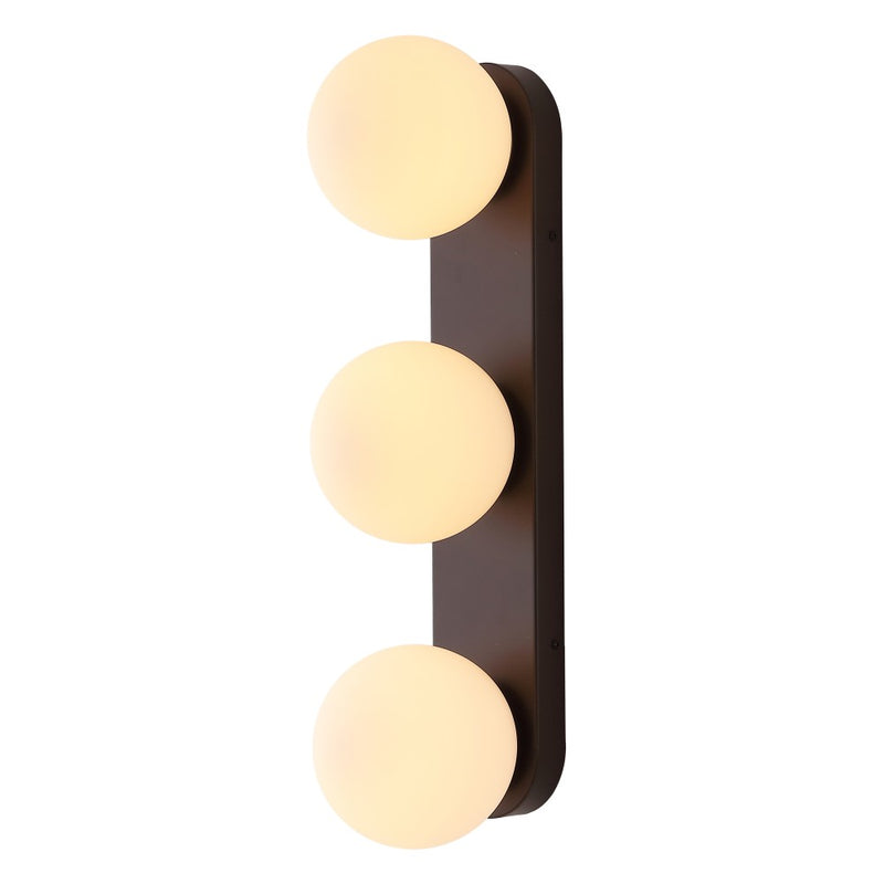 Knox 23.3 in. 3-Light Mid-Century Modern Metal and Frosted Glass Globe LED Vanity Light