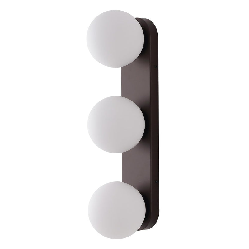 Knox 23.3 in. 3-Light Mid-Century Modern Metal and Frosted Glass Globe LED Vanity Light