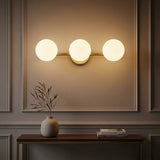 Nash 23 in. 3-Light Mid-Century Modern Metal and Frosted Glass Globe LED Vanity Light Brass Gold – AI-ON