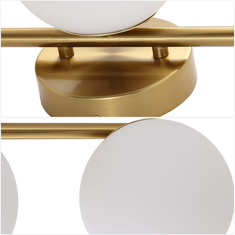 Nash 23 in. 3-Light Mid-Century Modern Metal and Frosted Glass Globe LED Vanity Light