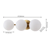 Nash 23 in. 3-Light Mid-Century Modern Metal and Frosted Glass Globe LED Vanity Light