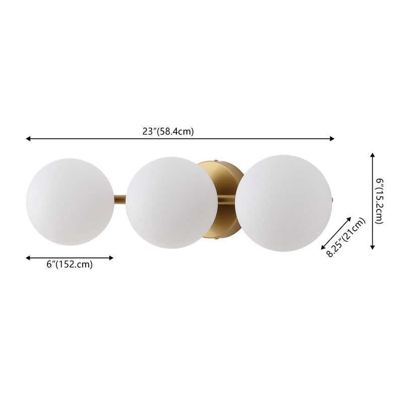 Nash 23 in. 3-Light Mid-Century Modern Metal and Frosted Glass Globe LED Vanity Light
