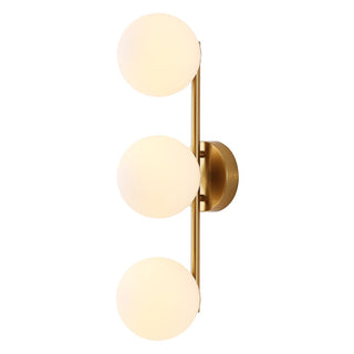 Nash 23 in. 3-Light Mid-Century Modern Metal and Frosted Glass Globe LED Vanity Light