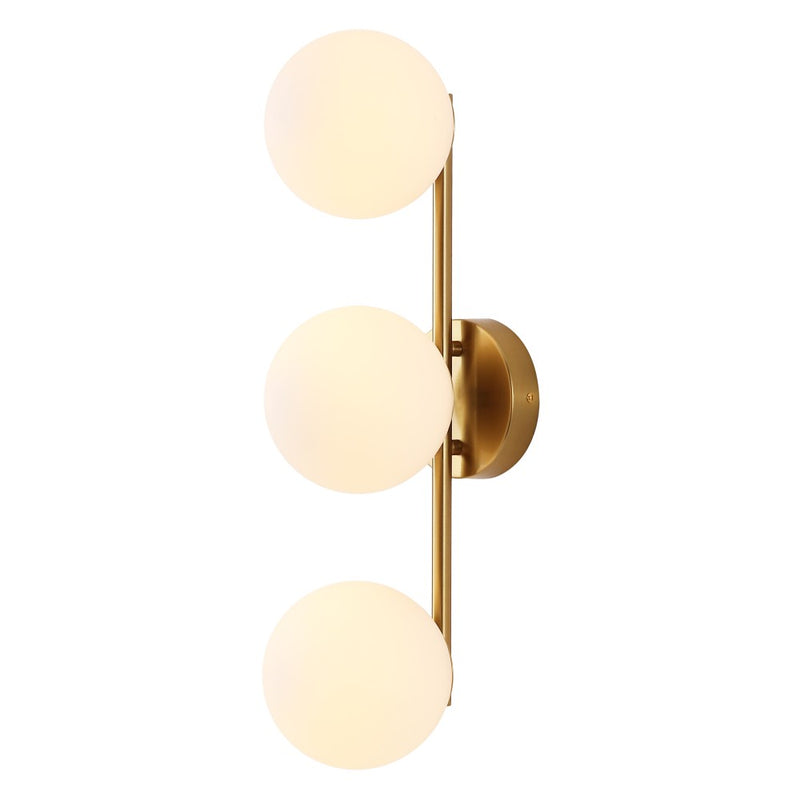 Nash 23 in. 3-Light Mid-Century Modern Metal and Frosted Glass Globe LED Vanity Light