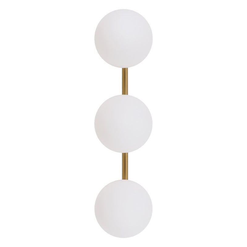 Nash 23 in. 3-Light Mid-Century Modern Metal and Frosted Glass Globe LED Vanity Light