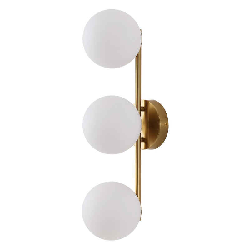 Nash 23 in. 3-Light Mid-Century Modern Metal and Frosted Glass Globe LED Vanity Light