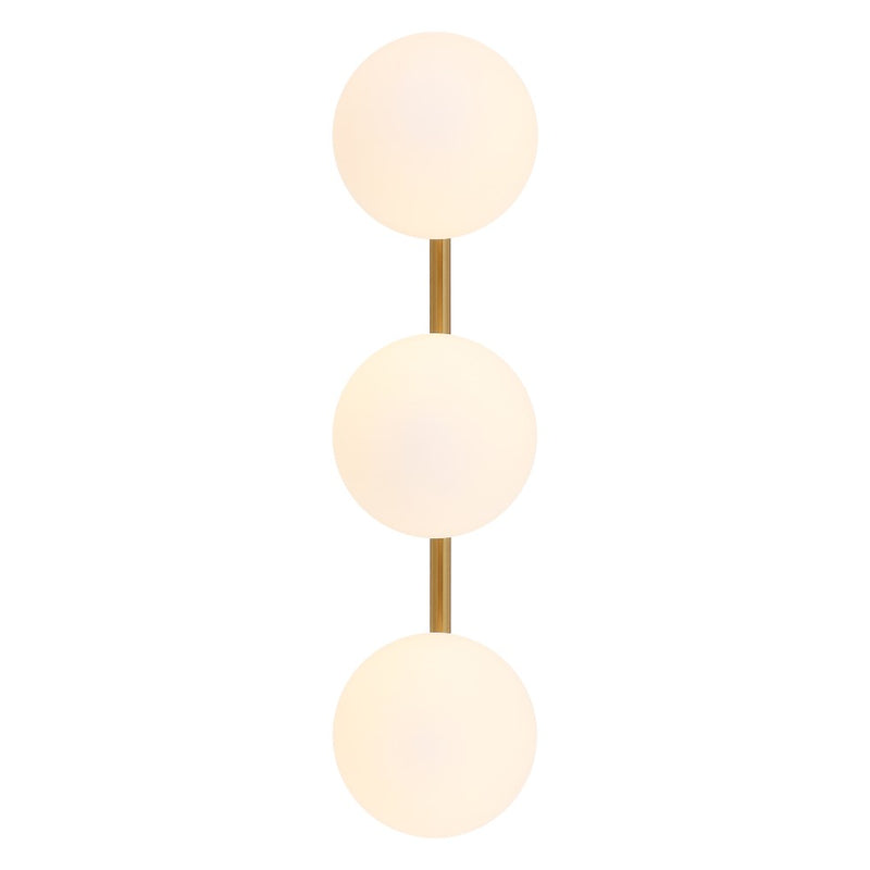 Nash 23 in. 3-Light Mid-Century Modern Metal and Frosted Glass Globe LED Vanity Light